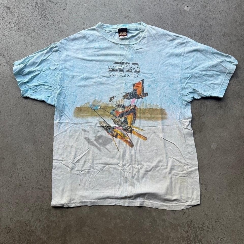 Vintage Star Wars The Phantom Menace Pod Racer Tie Fye Large Shirt Movie Promo